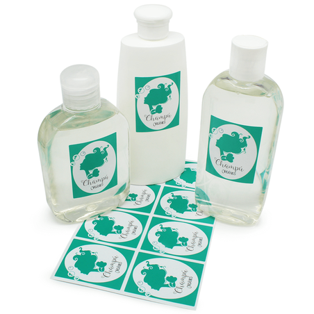 "Organic shampoo" stickers for packaging