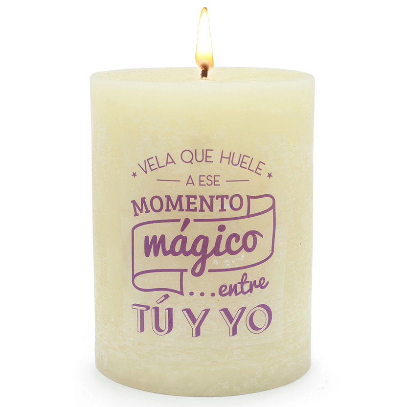 Labels candle that smells like a magical moment