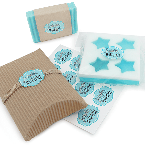 Hand-made soap stickers for packaging