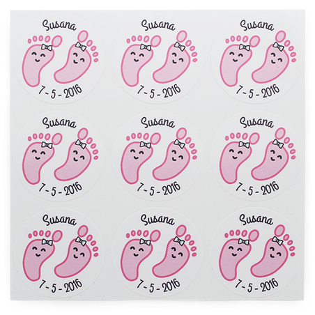 Custom pink footprint stickers