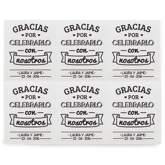 Pegatinas personalizadas gracias por celebrarlo con nosotros