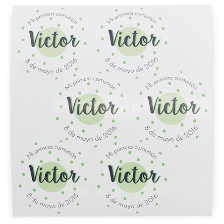 Stickers to customize with green polka dots