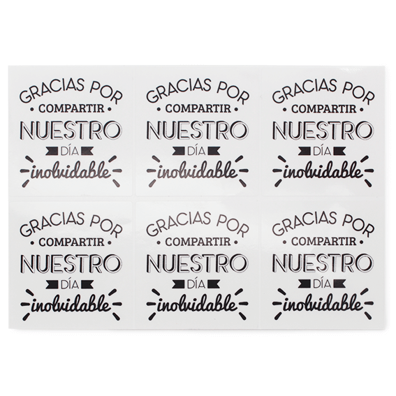 Pegatinas personalizadas gracias por compartir nuestro día inolvidable