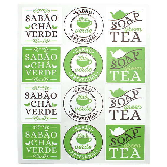 Green tea soap labels