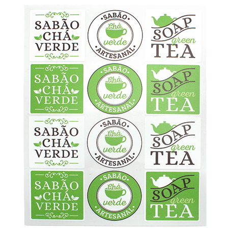 Green tea soap labels