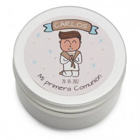 Personalized communion stickers round boy