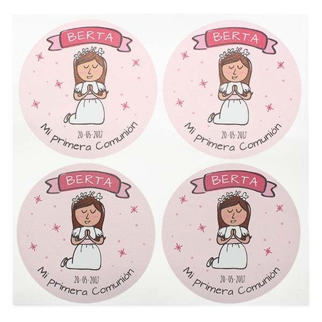 Pink communion stickers for girls