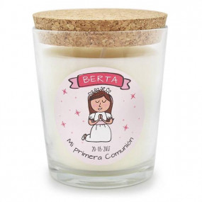 Personalized stickers of round communion girl