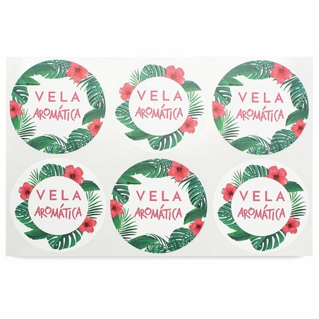 Labels with tropical prints
