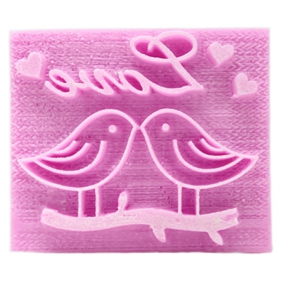 Stamp little birds in love