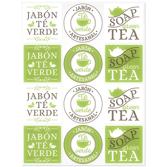 Pegatinas jabon de te verde