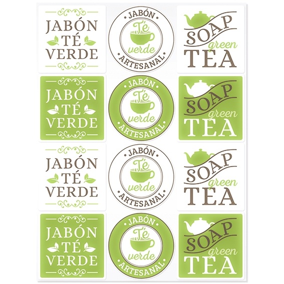 Green tea soap stickers