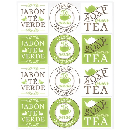 Green tea soap stickers