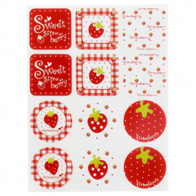 Stickers with strawberries for packaging