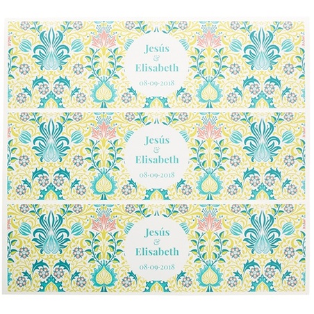 Pegatinas personalizadas flores persa mostaza y verde