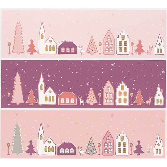 Stickers snowy village plum color
