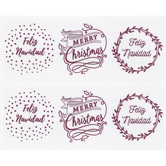 Merry Christmas maroon stickers