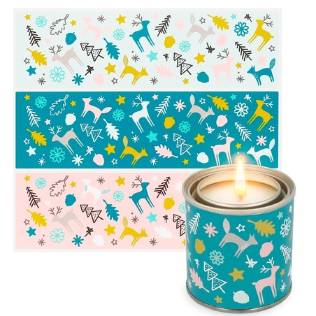 Pegatinas verdes bosque de navidad para velas