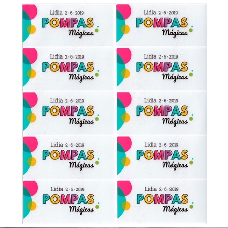 Pegatinas pompas magicas personalizadas