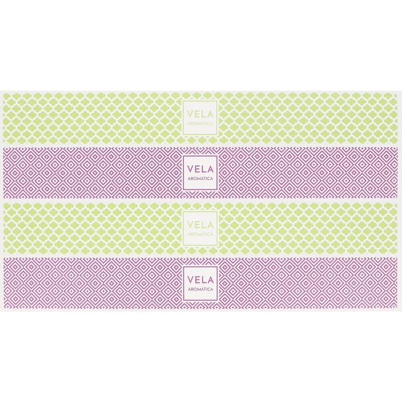 Purple stickers and pistachio for candles