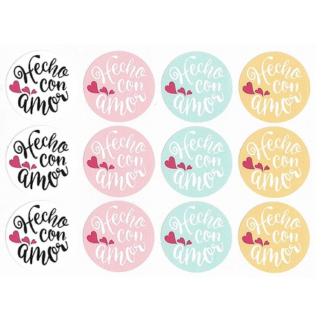 Round stickers made with love
