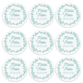 Stickers personalizadas redondas corona floral
