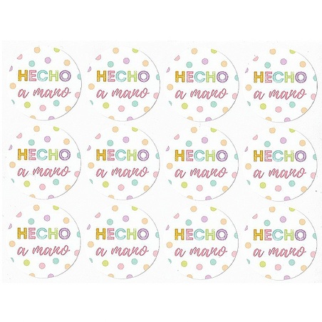 Handmade stickers with colored polka dots