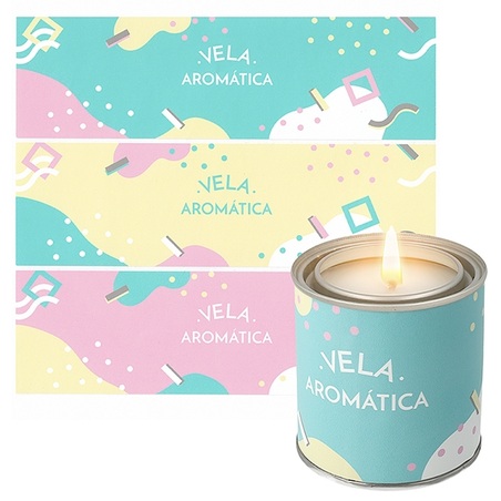 Abstract stickers for candles in cans