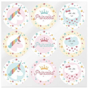 Stickers unicornio y princesa Stickers unicornio y princesa