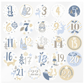 Stickers calendario de adviento azules y doradas Stickers calendario de adviento azules y doradas