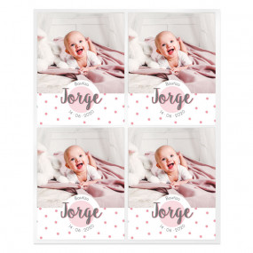 Personalized polka dot stickers with photo for christening Personalized polka dot stickers with photo for christening