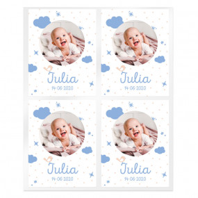 Personalized christening cloud stickers with photo Personalized christening cloud stickers with photo