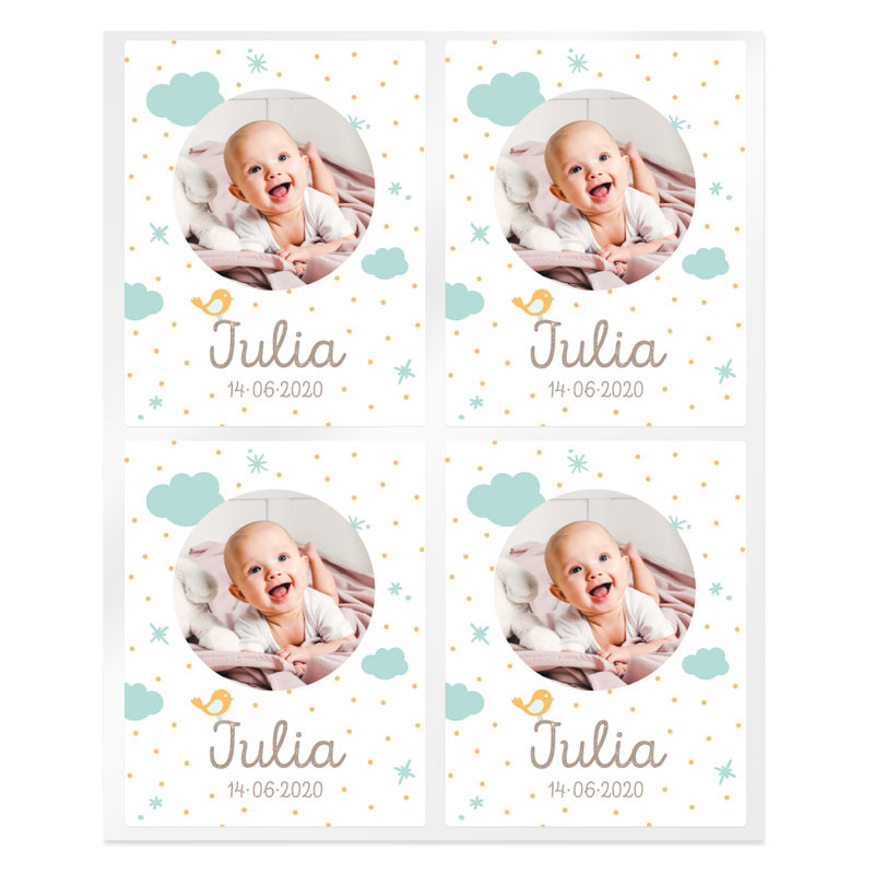 Personalized green cloud stickers with photo
