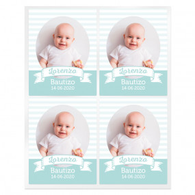Stickers christening personalized stripes with photo Stickers christening personalized stripes with photo