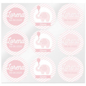 Stickers personalizadas elefante niña Stickers personalizadas elefante niña