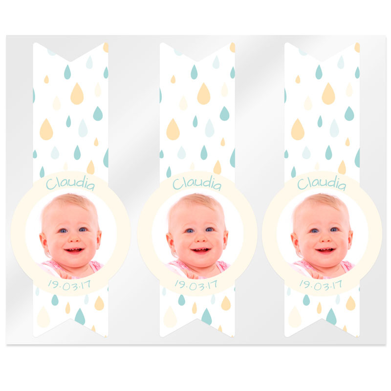 Stickers droplets reminder christening with photo