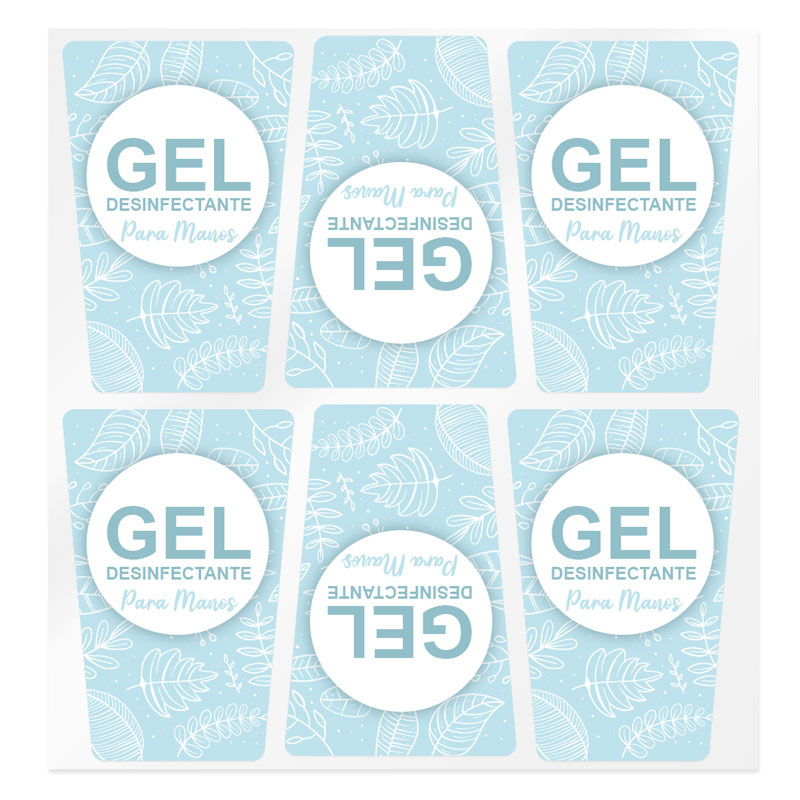 Blue stickers for disinfectant gel