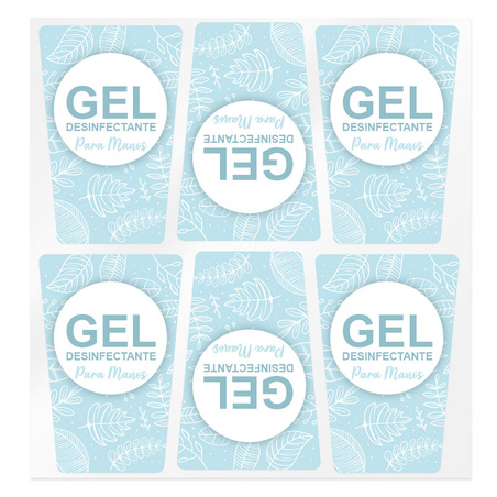 Blue stickers for disinfectant gel