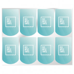 Disinfectant stickers hanging containers