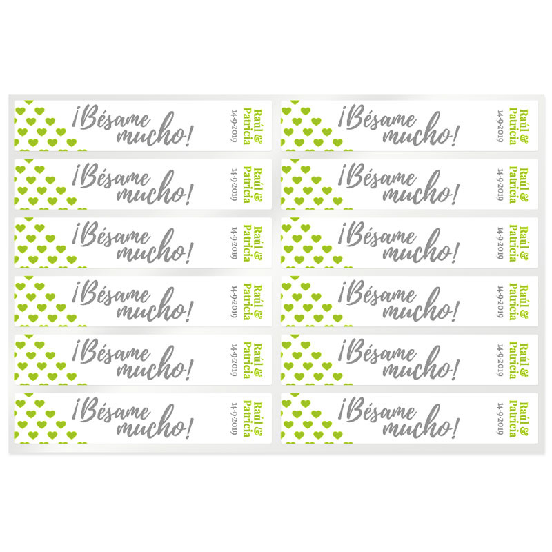 Green personalized stickers kiss me a lot