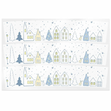 Transparent snowy village Christmas stickers