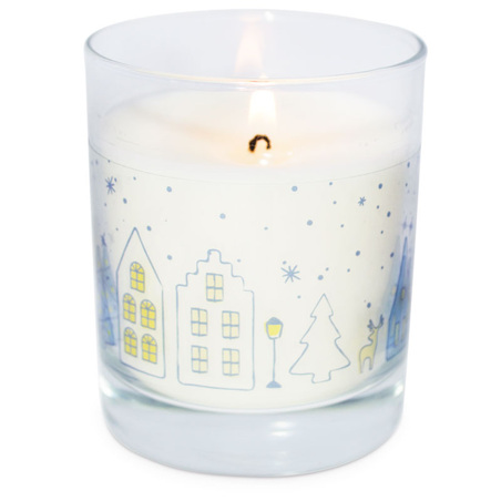 Pegatinas de Navidad pueblo nevado transparentes para velas