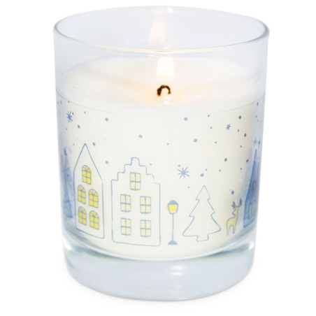 Transparent snowy village Christmas stickers for candles