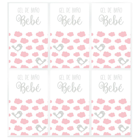 Pegatinas gel de baño bebe rosa y gris