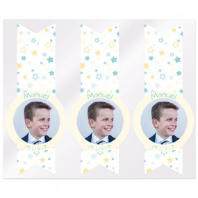 Stickers estrellas recordatorios comunion con foto Stickers estrellas recordatorios comunion con foto