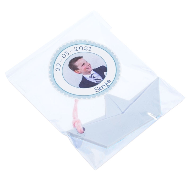 Buy personalized communion blue stickers with photo