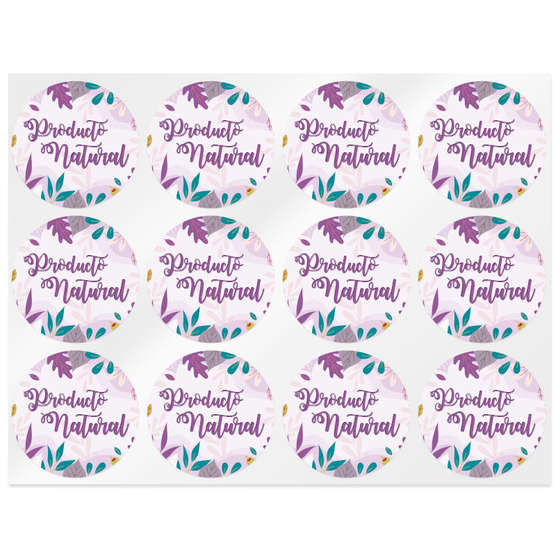 Purple stickers natural product for packaging