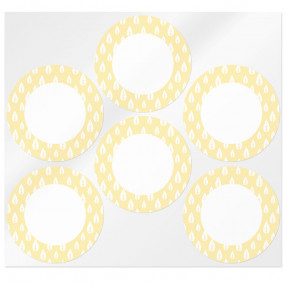 Orange round stickers with leaves