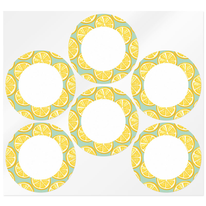 Round stickers with oranges