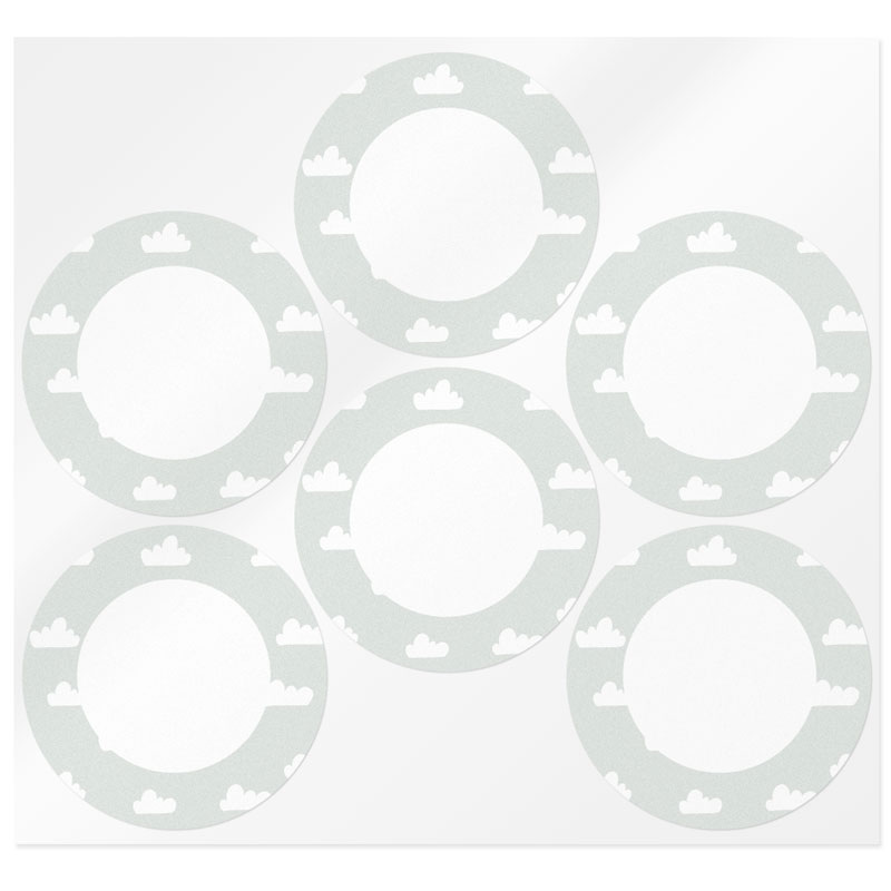 Round stickers with clouds